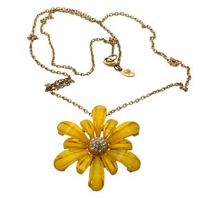 Vintage Charles Reis, Long Lucite And Crystal Daisy Necklace